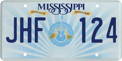 MS license plate JHF124