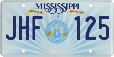 MS license plate JHF125