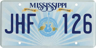 MS license plate JHF126