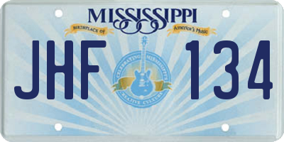 MS license plate JHF134
