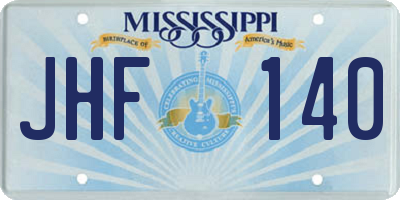 MS license plate JHF140