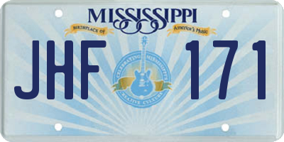 MS license plate JHF171