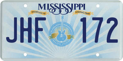 MS license plate JHF172