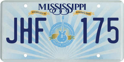 MS license plate JHF175