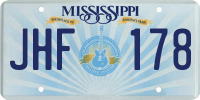 MS license plate JHF178
