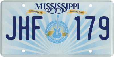 MS license plate JHF179