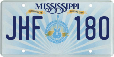 MS license plate JHF180