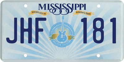 MS license plate JHF181
