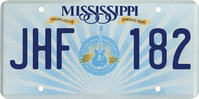 MS license plate JHF182
