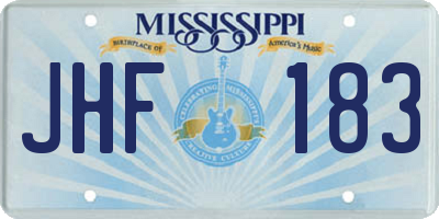 MS license plate JHF183