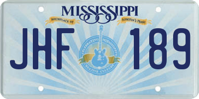 MS license plate JHF189
