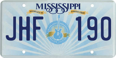MS license plate JHF190