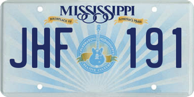 MS license plate JHF191