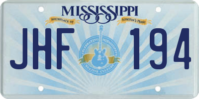MS license plate JHF194