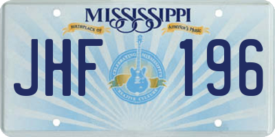 MS license plate JHF196