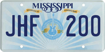 MS license plate JHF200