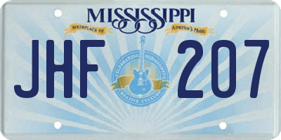 MS license plate JHF207