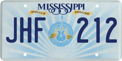 MS license plate JHF212