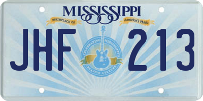 MS license plate JHF213
