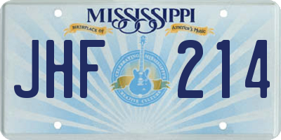 MS license plate JHF214