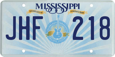 MS license plate JHF218