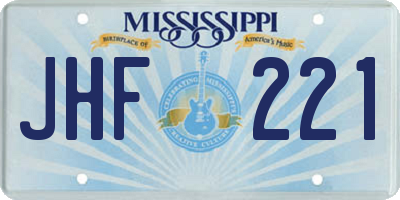 MS license plate JHF221