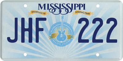 MS license plate JHF222