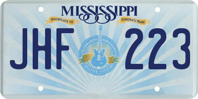 MS license plate JHF223