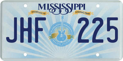 MS license plate JHF225