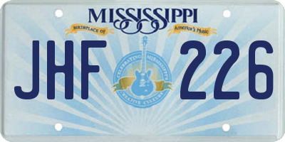 MS license plate JHF226