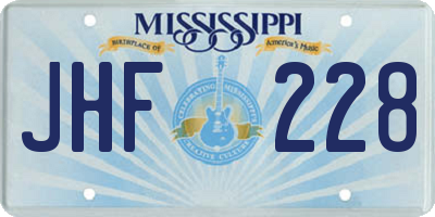 MS license plate JHF228