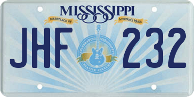 MS license plate JHF232