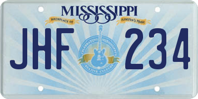 MS license plate JHF234