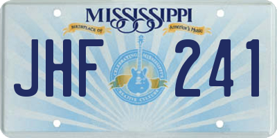 MS license plate JHF241