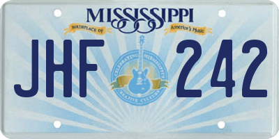 MS license plate JHF242