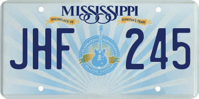 MS license plate JHF245