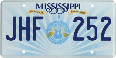 MS license plate JHF252