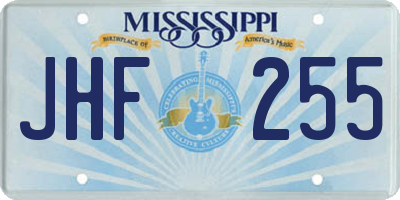 MS license plate JHF255