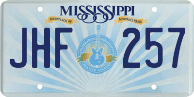 MS license plate JHF257