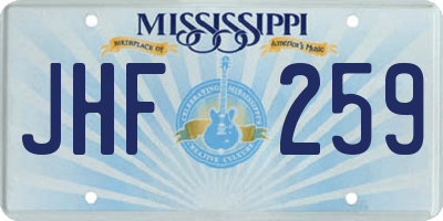 MS license plate JHF259