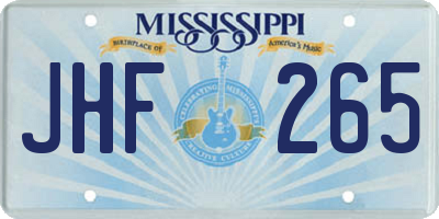 MS license plate JHF265
