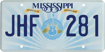 MS license plate JHF281