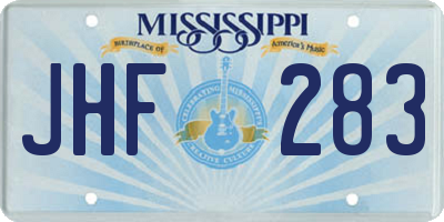 MS license plate JHF283