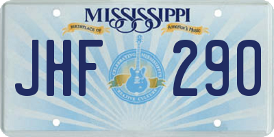 MS license plate JHF290
