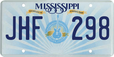MS license plate JHF298