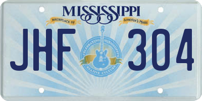 MS license plate JHF304