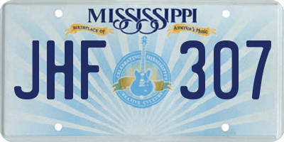 MS license plate JHF307