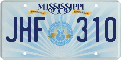 MS license plate JHF310