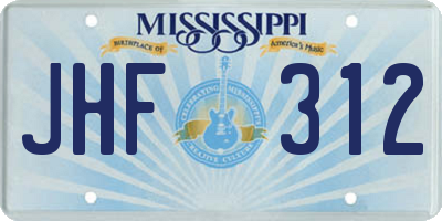 MS license plate JHF312