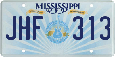 MS license plate JHF313